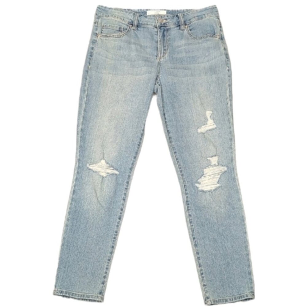 DYNAMITE Cara Distressed Straight Leg Jeans Slim Blue Denim Womens Size 27
